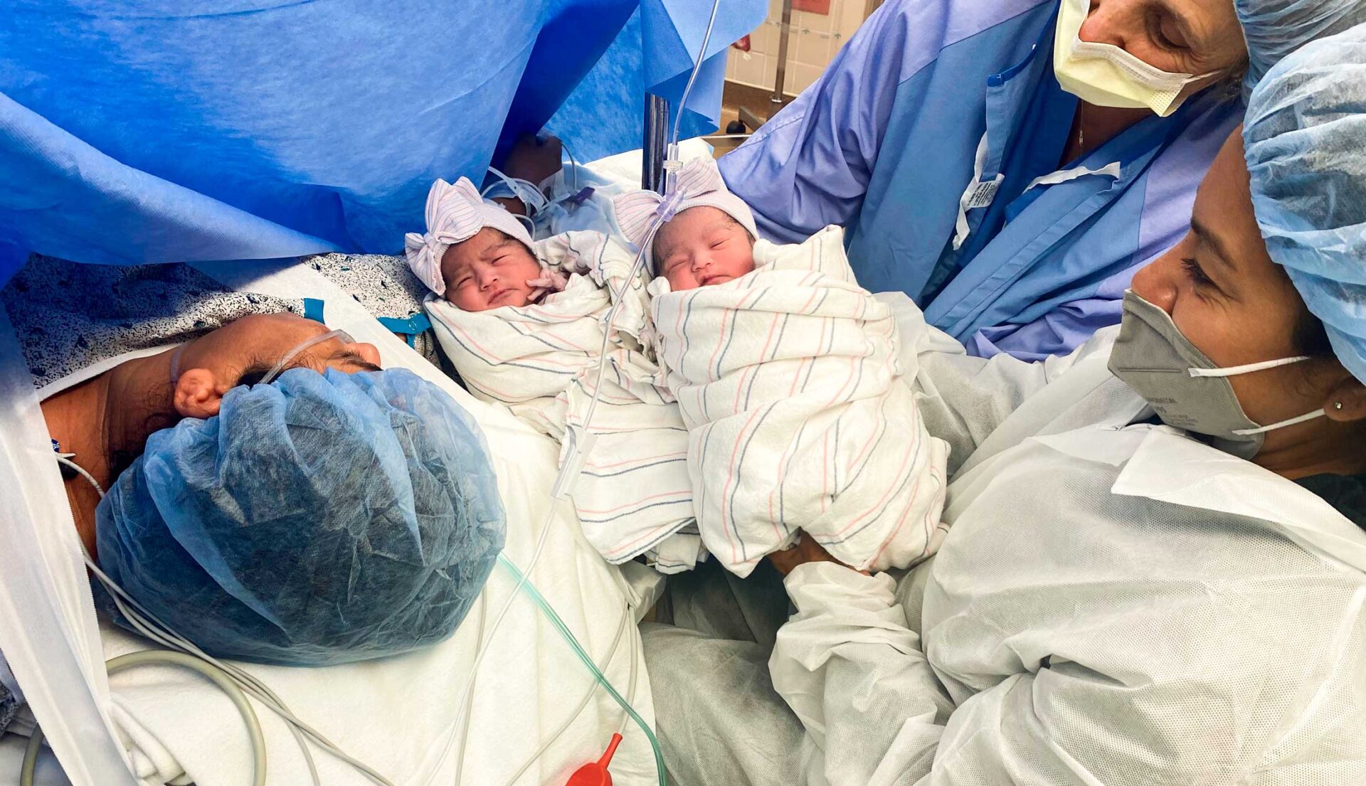 Two babies after birth